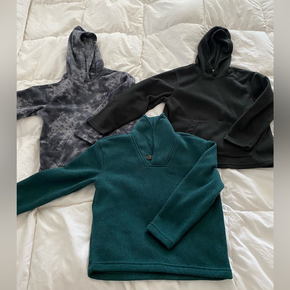 Boys Green, Black, and Gray sweatshirt and hoodie Set of 3